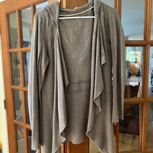 Anthropologie boho lightweight hooded cardigan - medium, uneven choppy hem, hood